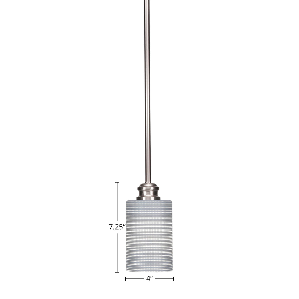 Edge One Light Mini Pendant in Brushed Nickel with 4" Gray Matrix Shade