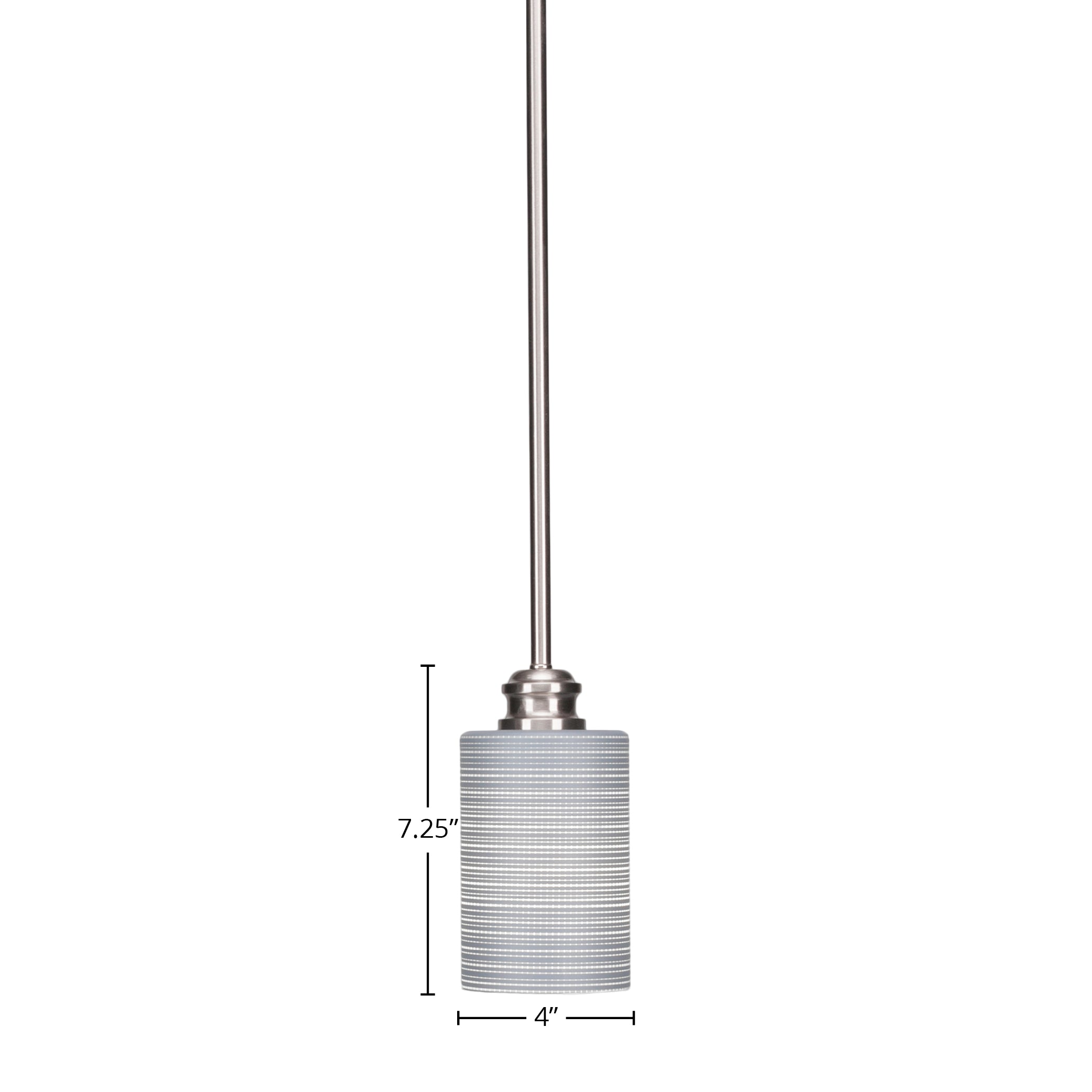 Edge One Light Mini Pendant in Brushed Nickel with 4" Gray Matrix Shade