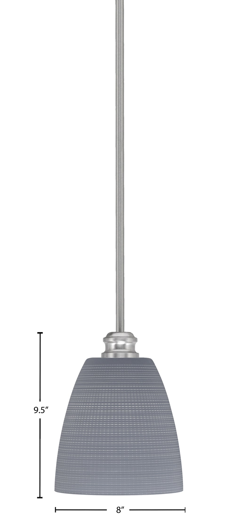 Edge One Light Mini Pendant in Brushed Nickel with 8" Gray Matrix Shade