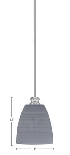 Edge One Light Mini Pendant in Brushed Nickel with 8" Gray Matrix Shade