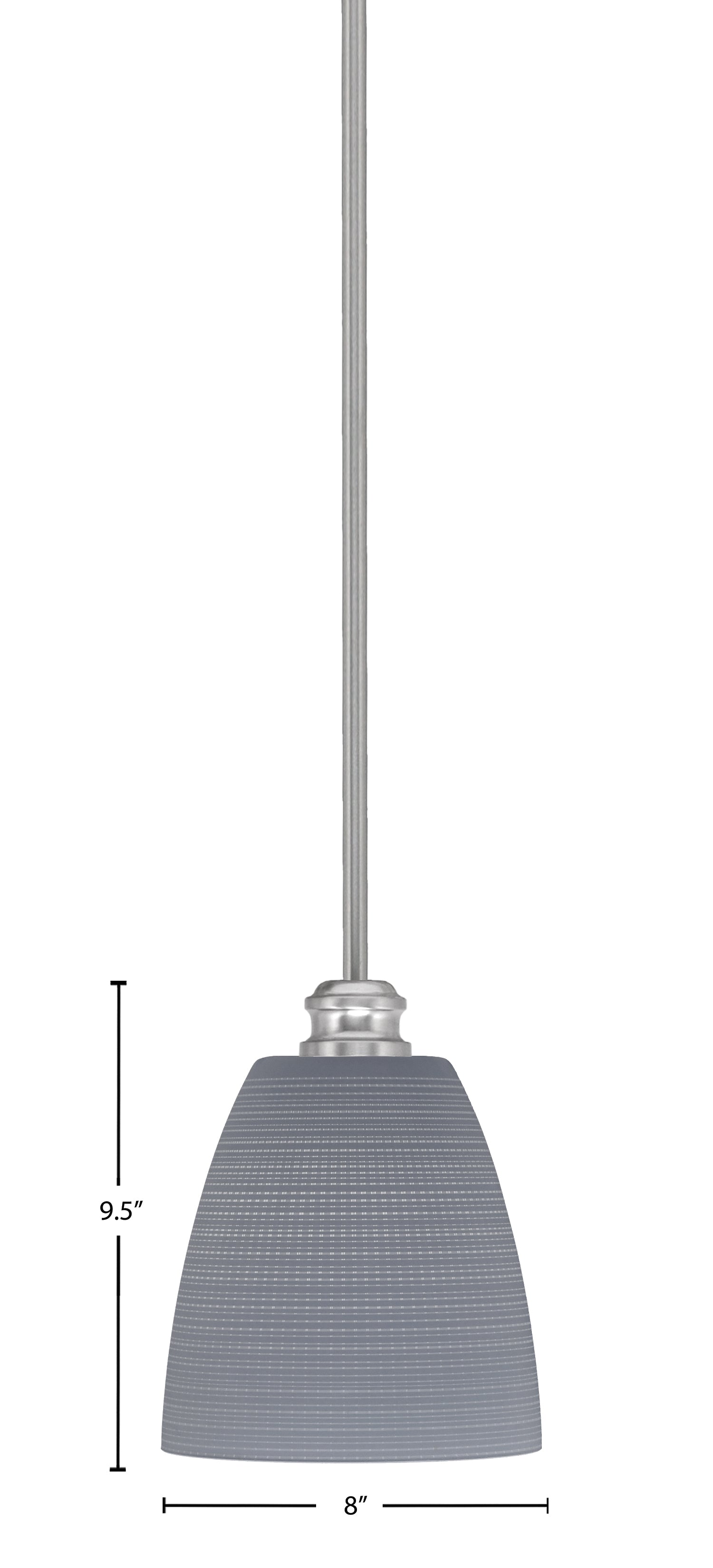 Edge One Light Mini Pendant in Brushed Nickel with 8" Gray Matrix Shade