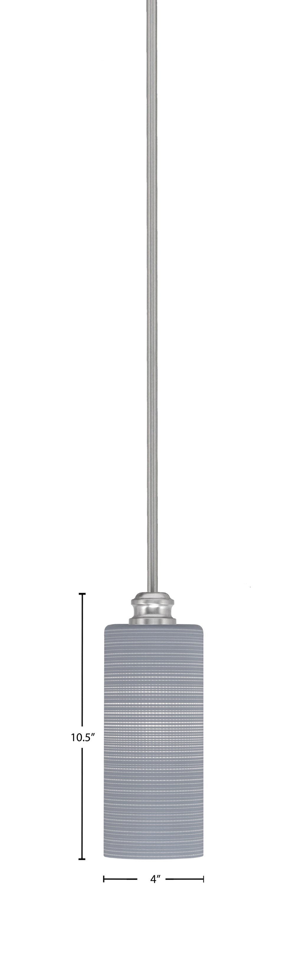 Edge One Light Mini Pendant in Brushed Nickel with 4" Gray Matrix Shade