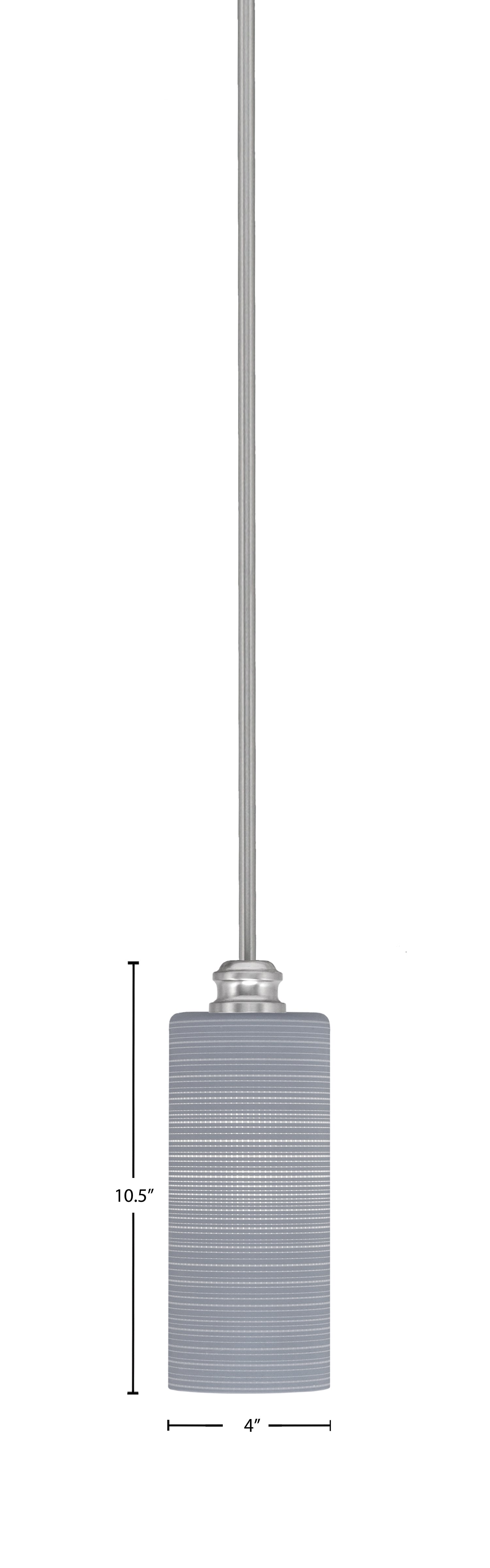 Edge One Light Mini Pendant in Brushed Nickel with 4" Gray Matrix Shade