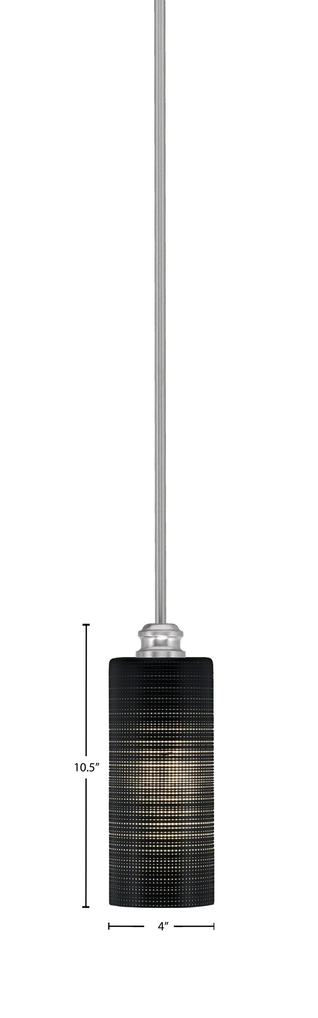 Edge One Light Mini Pendant in Brushed Nickel with 4" Black Matrix Shade