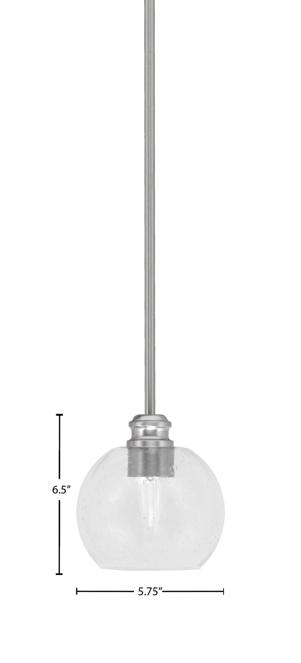 Edge One Light Mini Pendant in Brushed Nickel with 5.75" Clear Bubble Shade