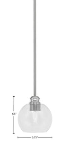 Edge One Light Mini Pendant in Brushed Nickel with 5.75" Clear Bubble Shade