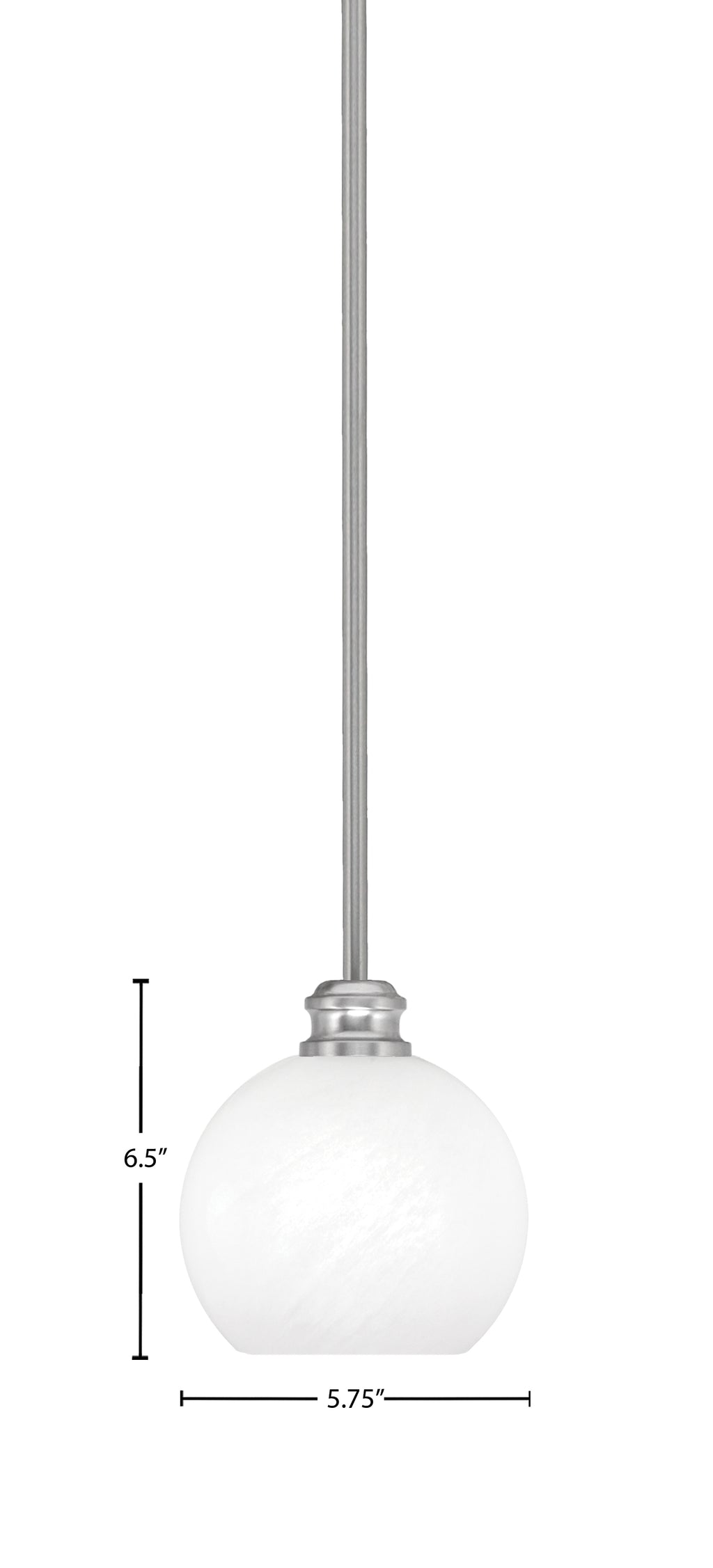 Edge One Light Mini Pendant in Brushed Nickel with 5.75" White Marble Shade