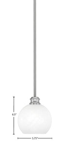 Edge One Light Mini Pendant in Brushed Nickel with 5.75" White Marble Shade