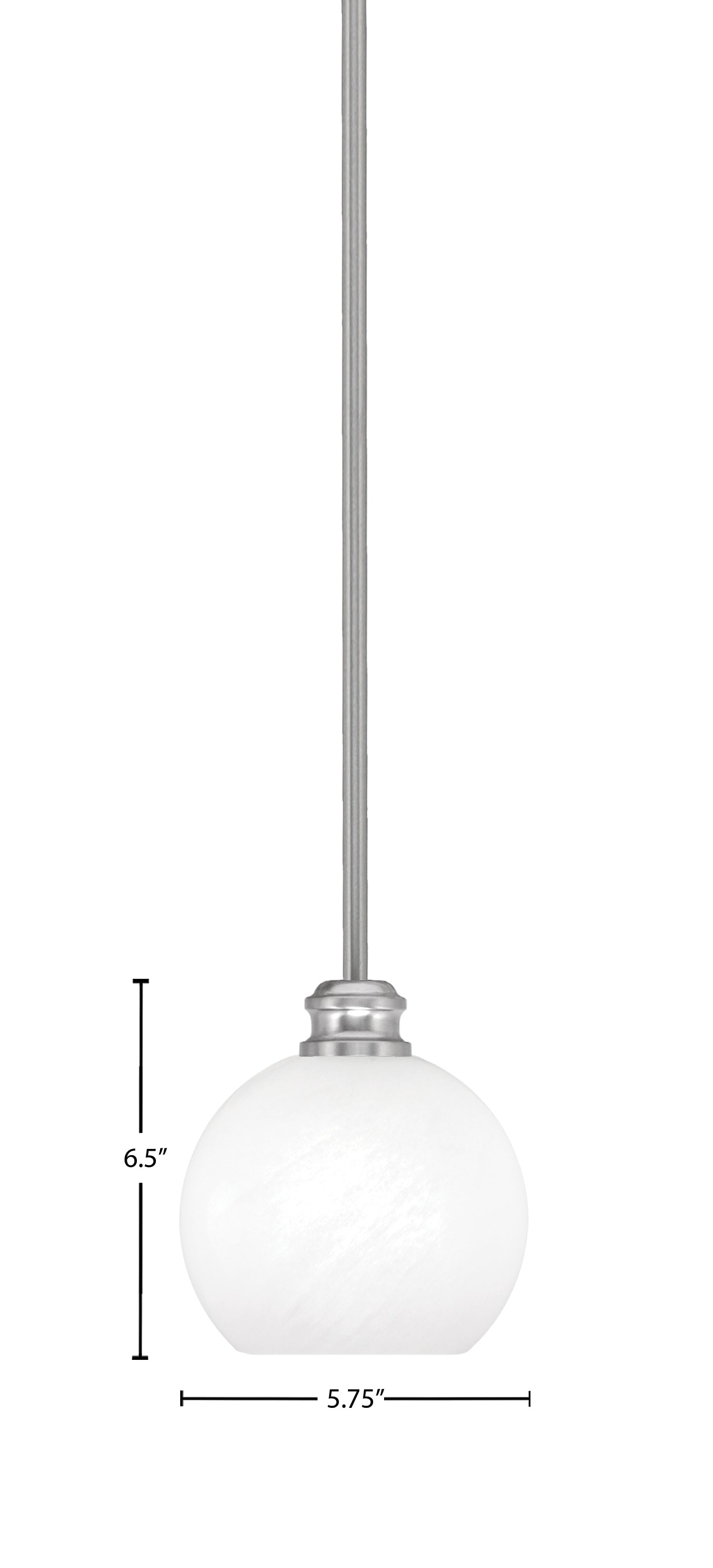 Edge One Light Mini Pendant in Brushed Nickel with 5.75" White Marble Shade