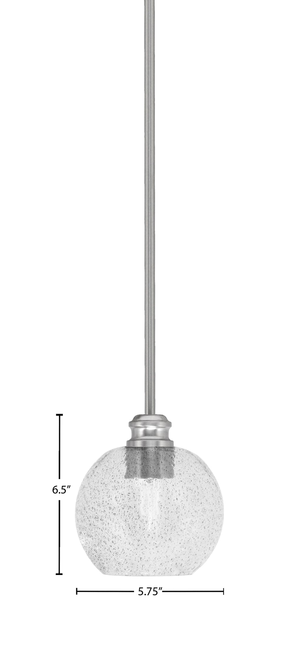 Edge One Light Mini Pendant in Brushed Nickel with 5.75" Smoke Bubble Shade