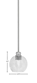 Edge One Light Mini Pendant in Brushed Nickel with 5.75" Smoke Bubble Shade
