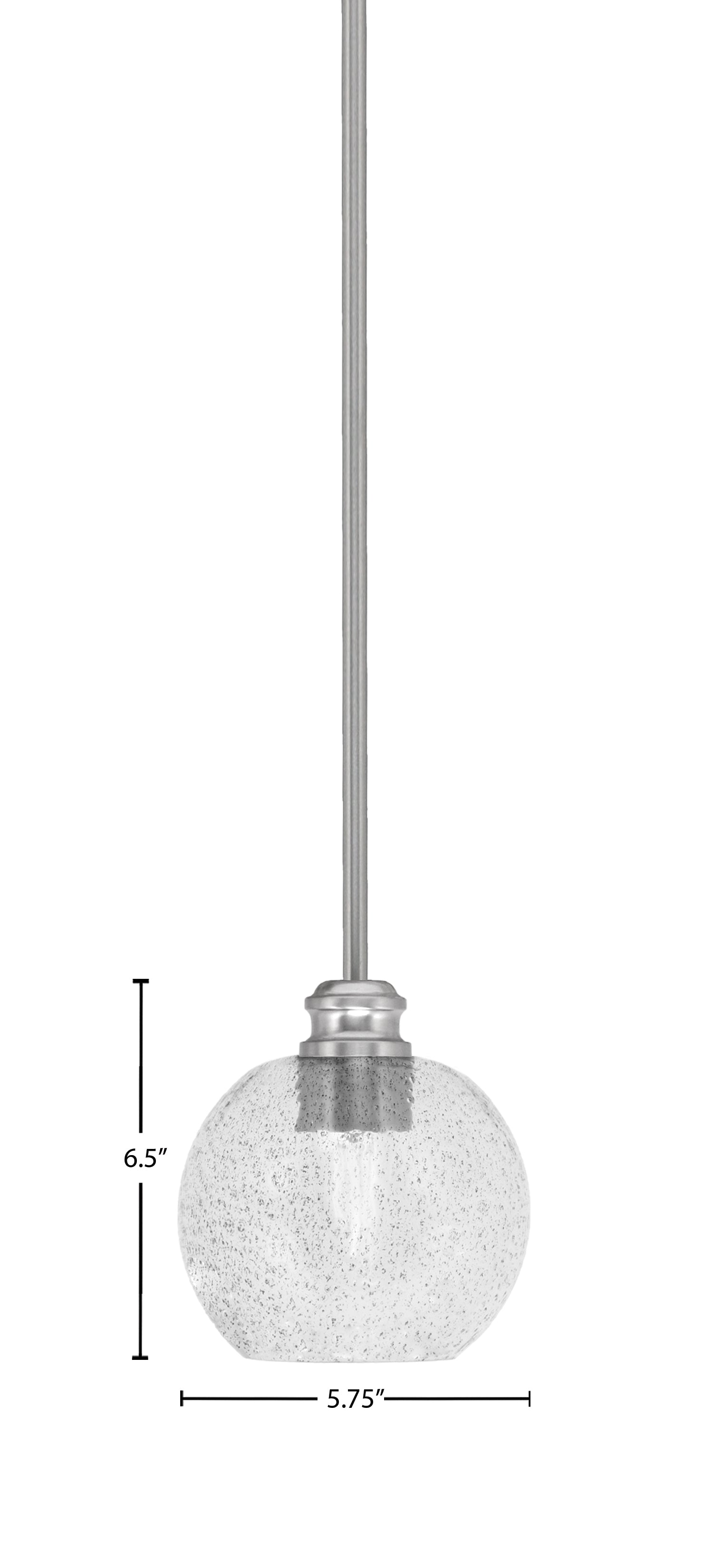 Edge One Light Mini Pendant in Brushed Nickel with 5.75" Smoke Bubble Shade