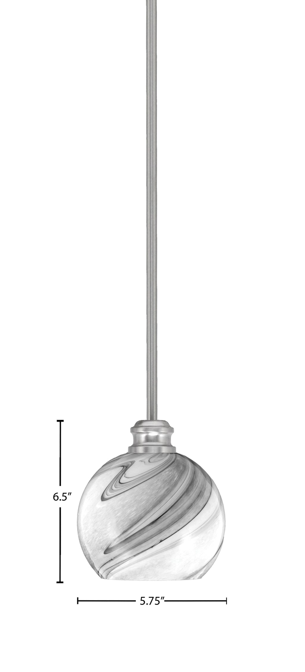 Edge One Light Mini Pendant in Brushed Nickel with 5.75" Onyx Swirl Shade