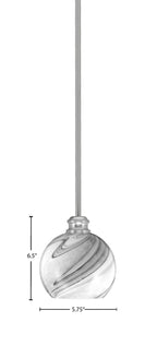 Edge One Light Mini Pendant in Brushed Nickel with 5.75" Onyx Swirl Shade