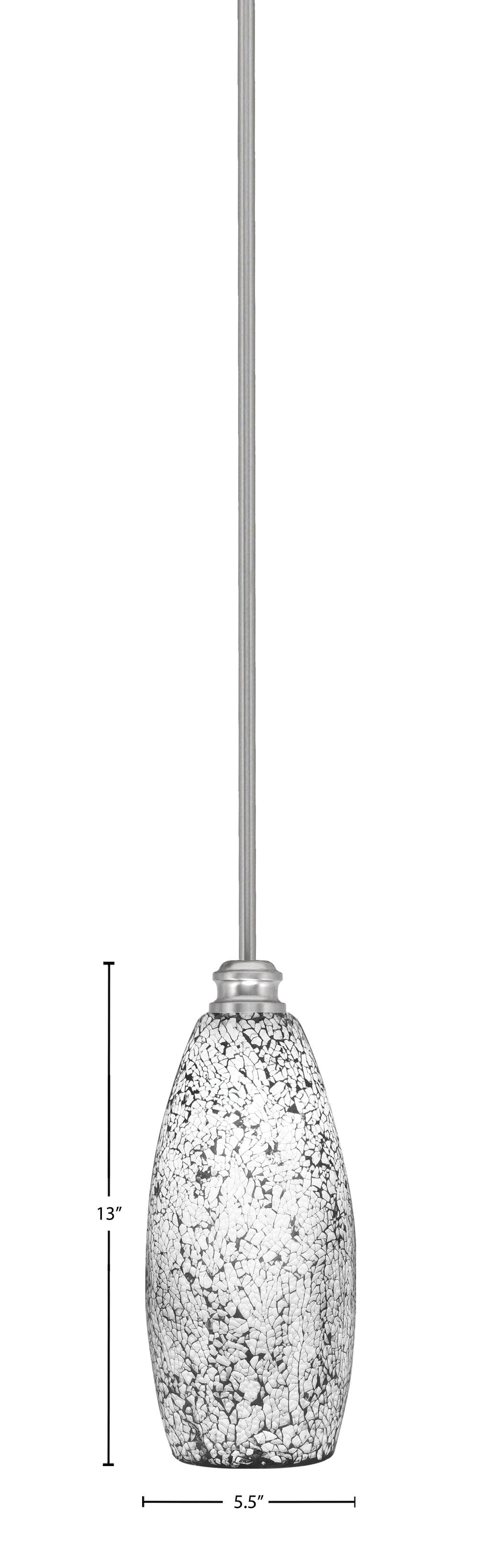 Edge One Light Mini Pendant in Brushed Nickel with 5.5" Black Fusion Shade
