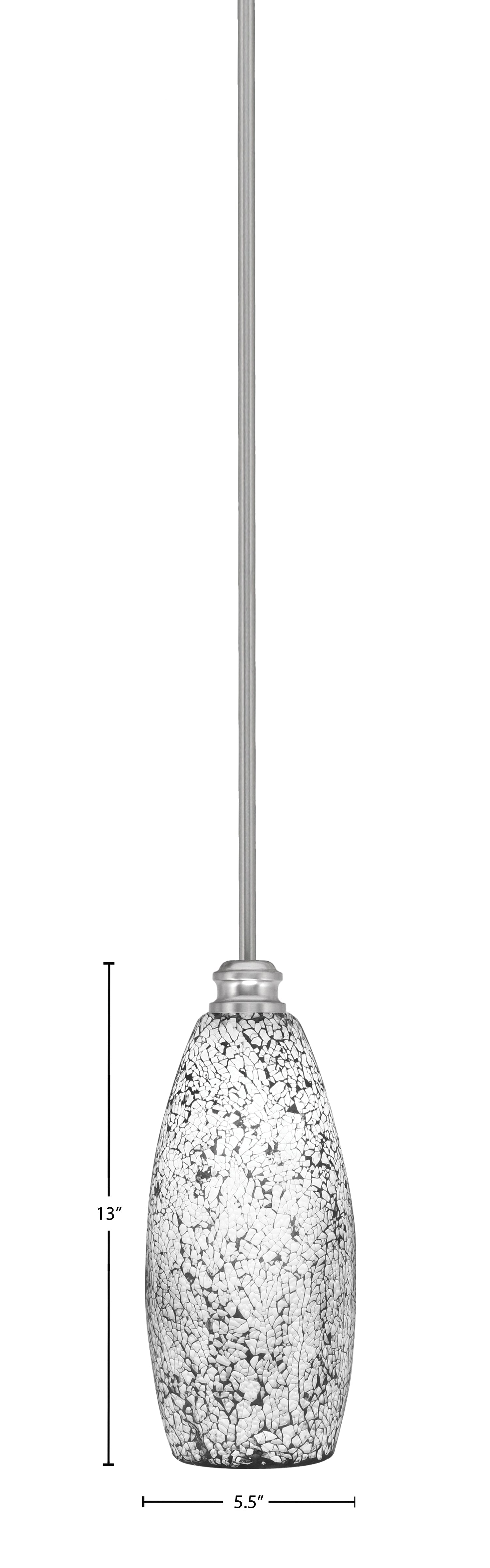 Edge One Light Mini Pendant in Brushed Nickel with 5.5" Black Fusion Shade