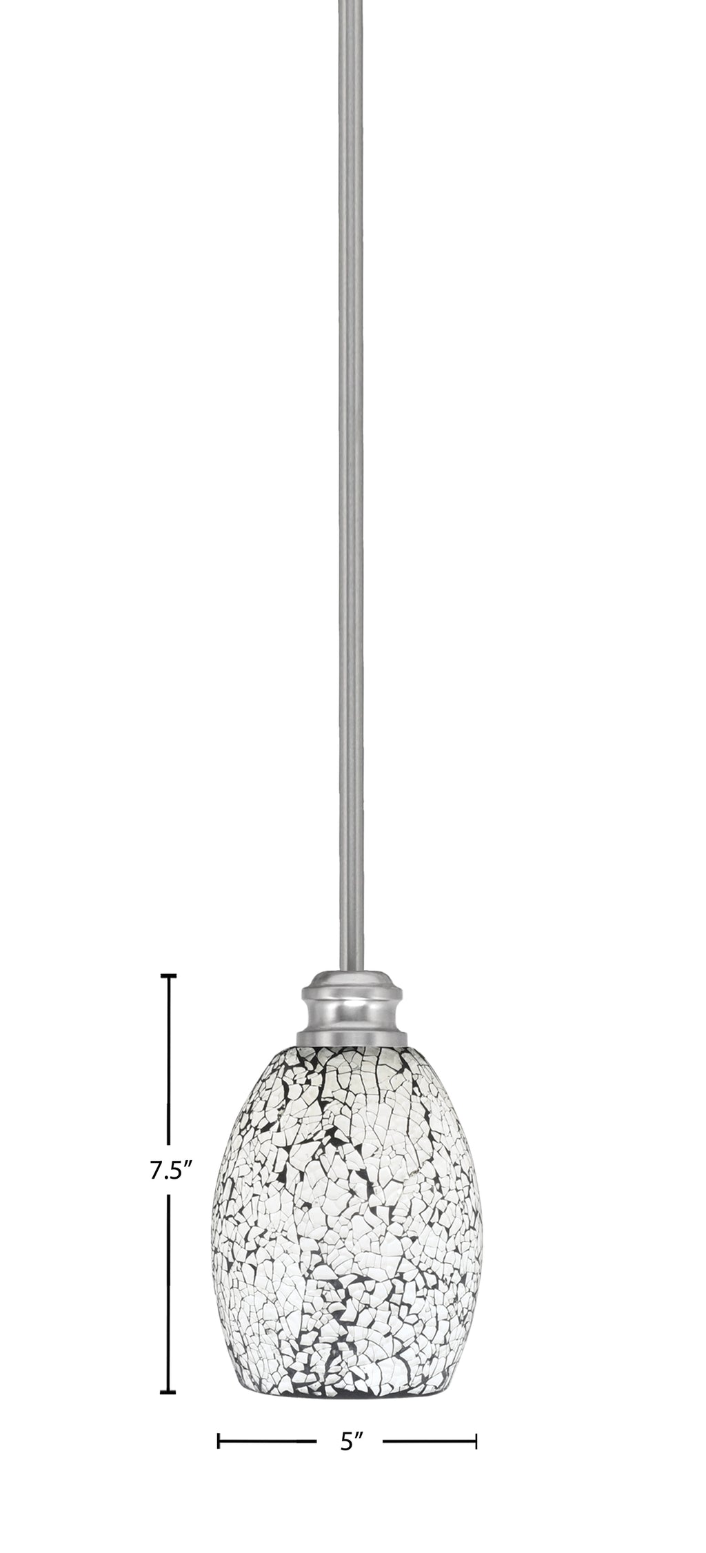 Edge One Light Mini Pendant in Brushed Nickel with 5" Black Fusion Shade