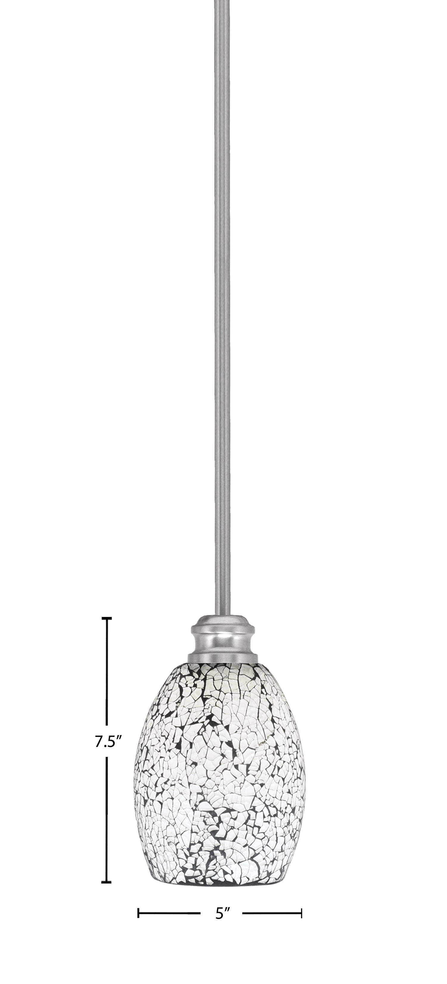 Edge One Light Mini Pendant in Brushed Nickel with 5" Black Fusion Shade