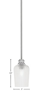 Edge One Light Mini Pendant in Brushed Nickel with 5" Clear Textured Shade