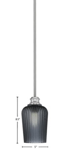 Edge One Light Mini Pendant in Brushed Nickel with 5" Smoke Textured Shade
