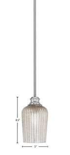 Edge One Light Mini Pendant in Brushed Nickel with 5" Silver Textured Shade