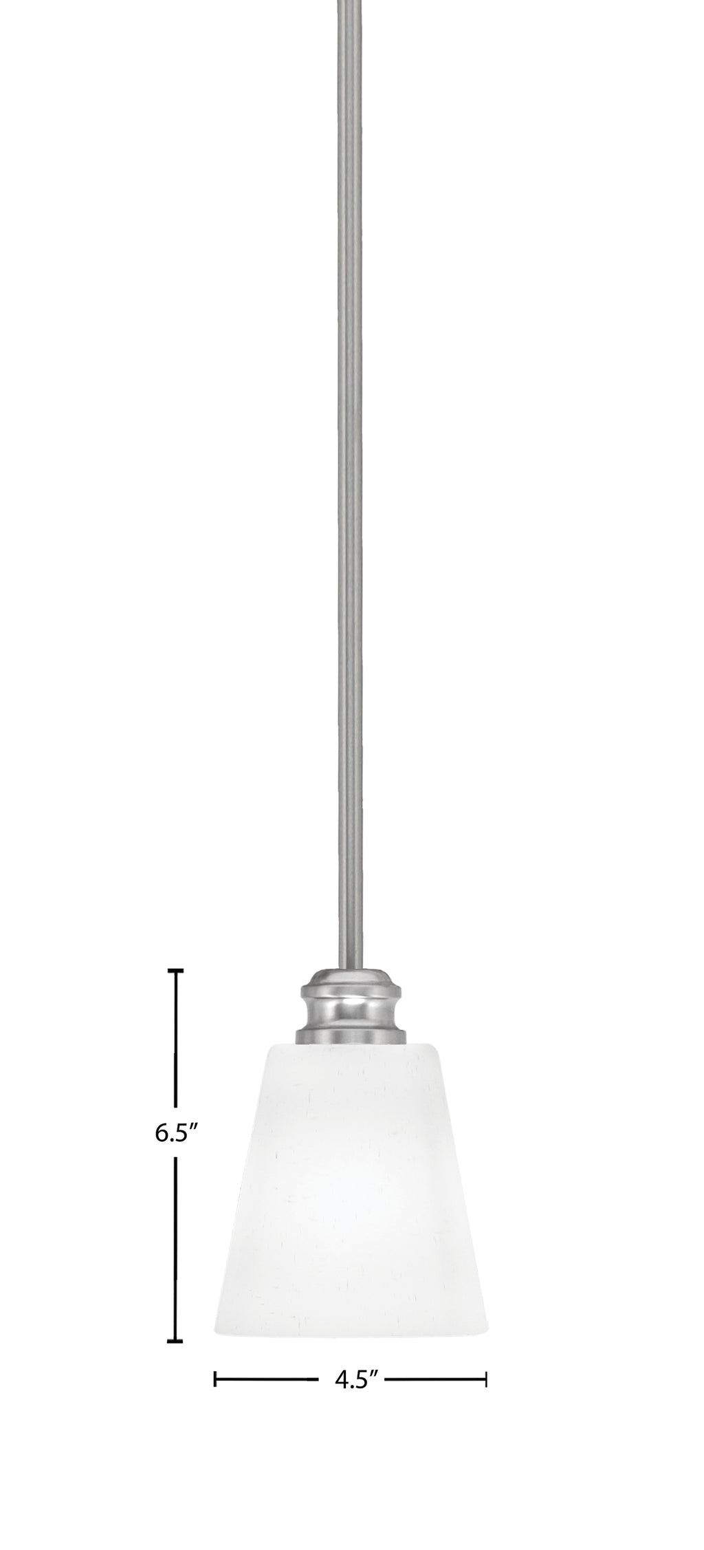 Edge One Light Mini Pendant in Brushed Nickel with 4.5" Square White Muslin Shade