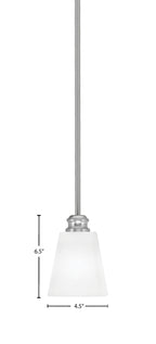 Edge One Light Mini Pendant in Brushed Nickel with 4.5" Square White Muslin Shade