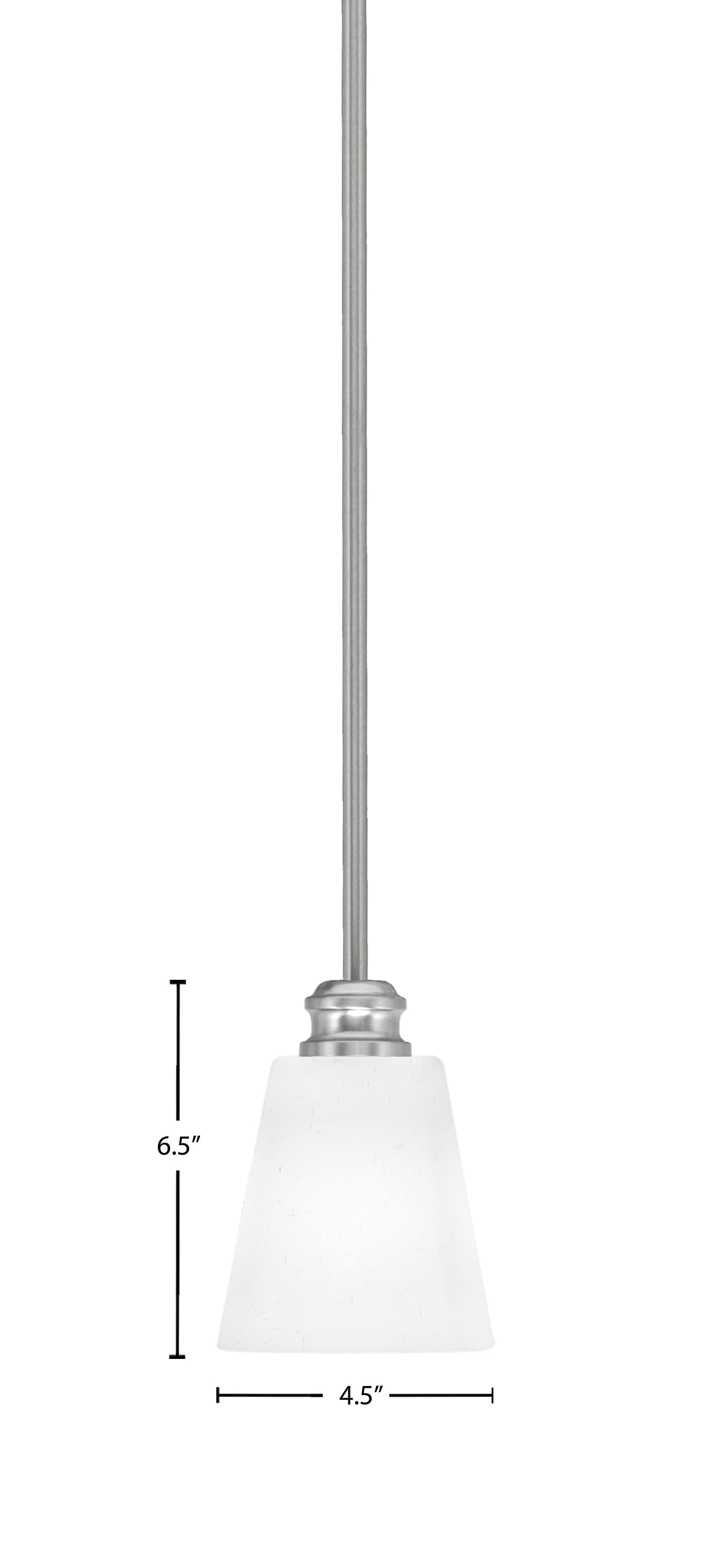 Edge One Light Mini Pendant in Brushed Nickel with 4.5" Square White Muslin Shade