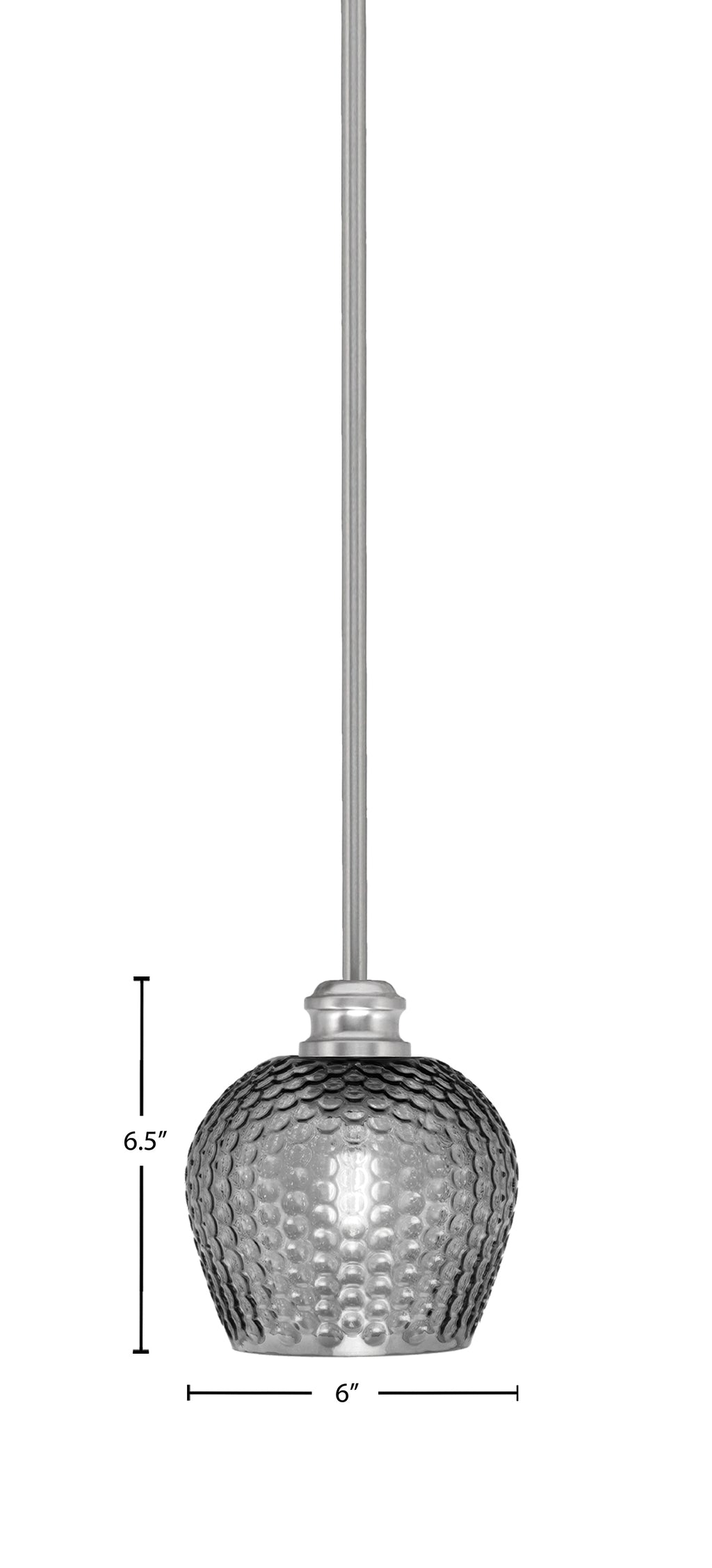 Edge One Light Mini Pendant in Brushed Nickel with 6" Smoke Textured Shade
