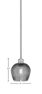Edge One Light Mini Pendant in Brushed Nickel with 6" Smoke Textured Shade
