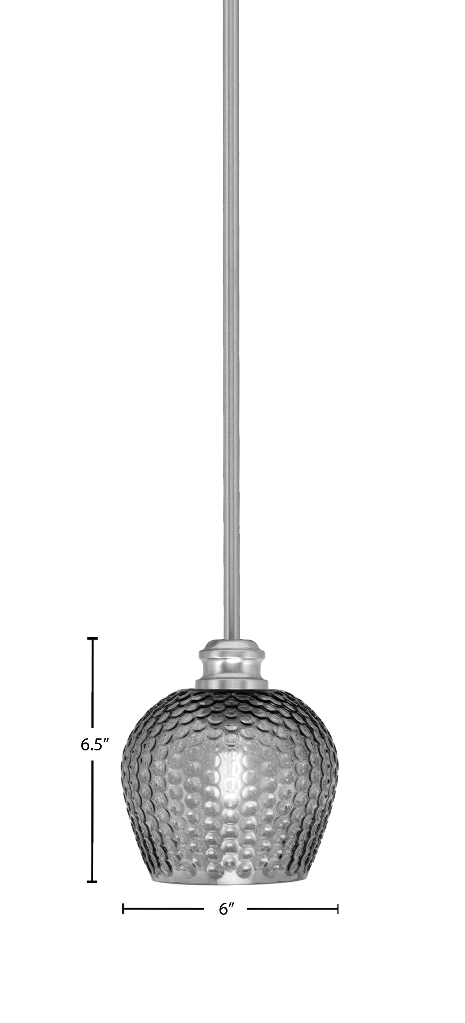 Edge One Light Mini Pendant in Brushed Nickel with 6" Smoke Textured Shade