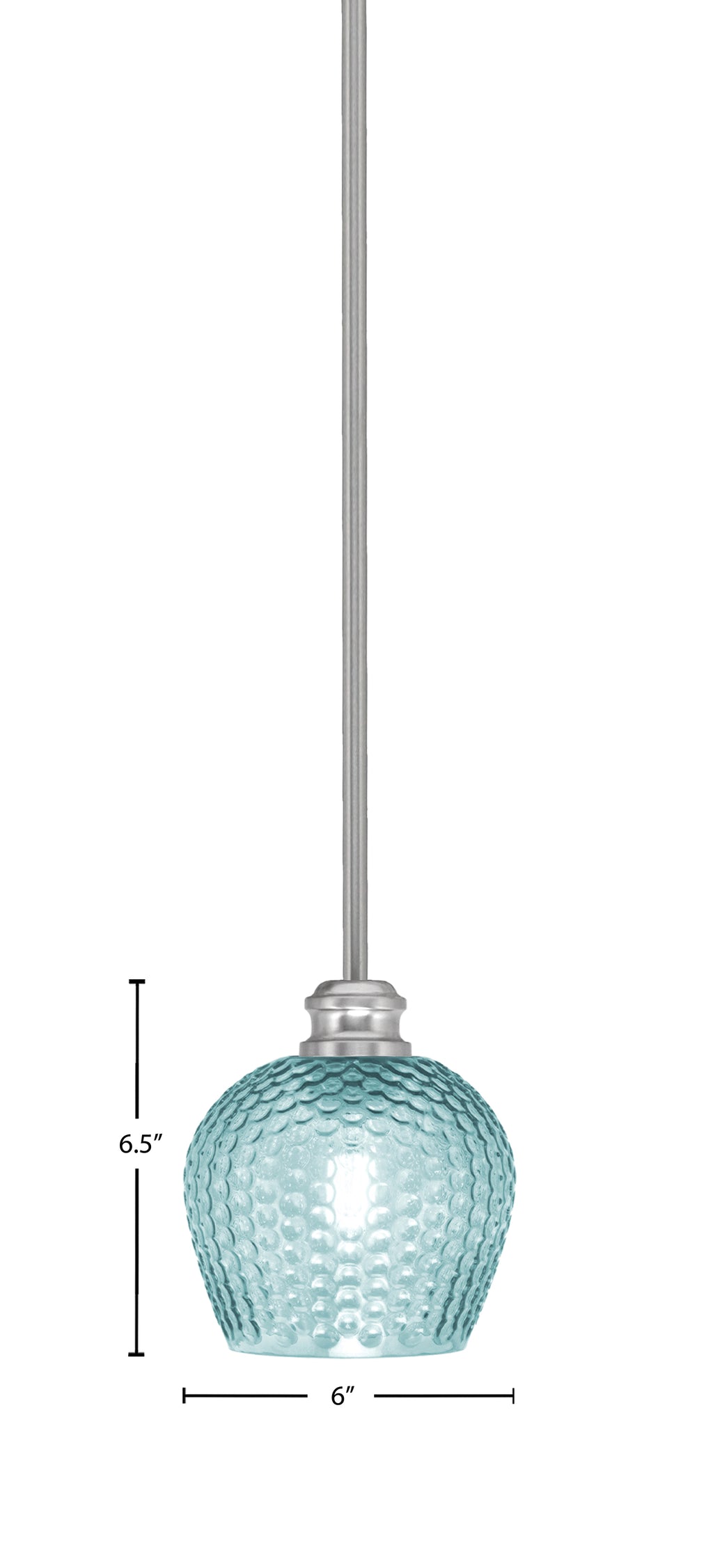 Edge One Light Mini Pendant in Brushed Nickel with 6" Turquoise Textured Shade