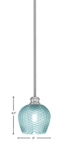 Edge One Light Mini Pendant in Brushed Nickel with 6" Turquoise Textured Shade