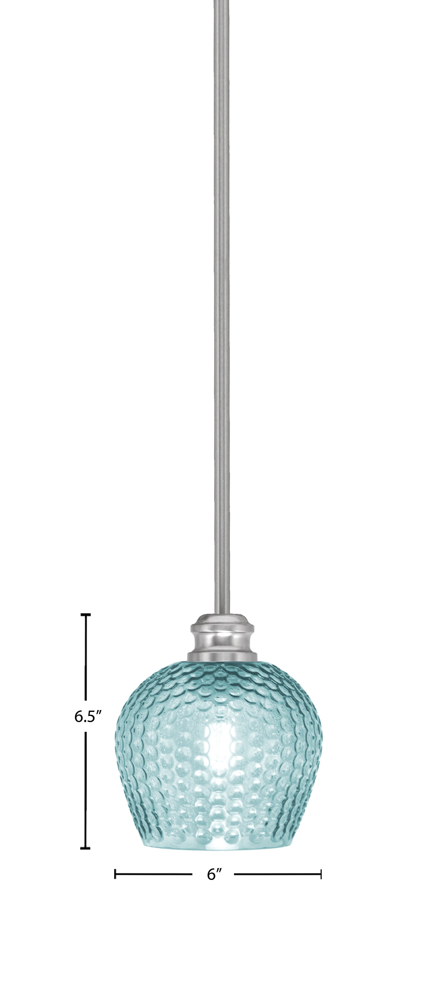 Edge One Light Mini Pendant in Brushed Nickel with 6" Turquoise Textured Shade