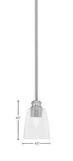 Edge One Light Mini Pendant in Brushed Nickel with 4.5" Square Clear Bubble Shade
