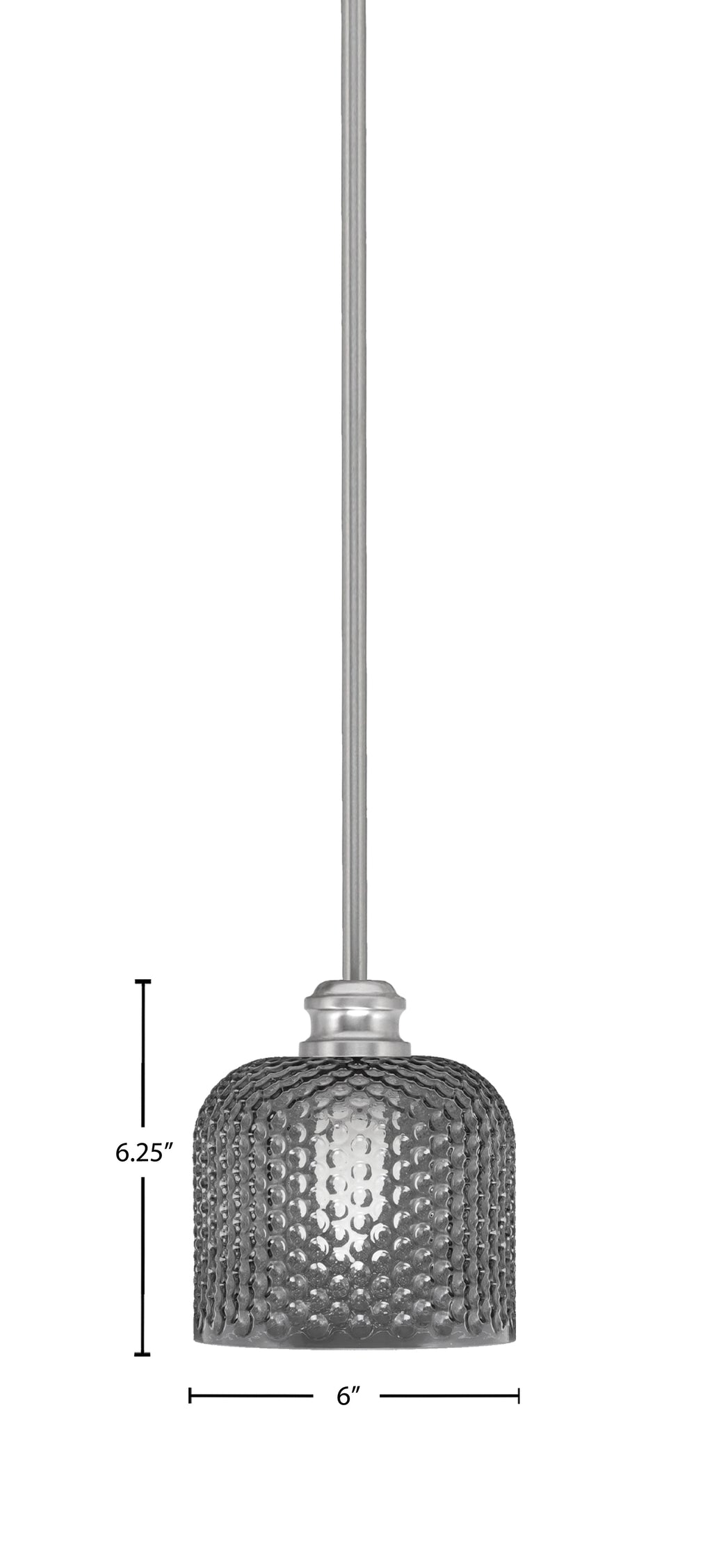 Edge One Light Mini Pendant in Brushed Nickel with 6" Smoke Textured Shade