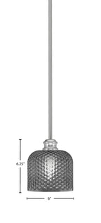 Edge One Light Mini Pendant in Brushed Nickel with 6" Smoke Textured Shade