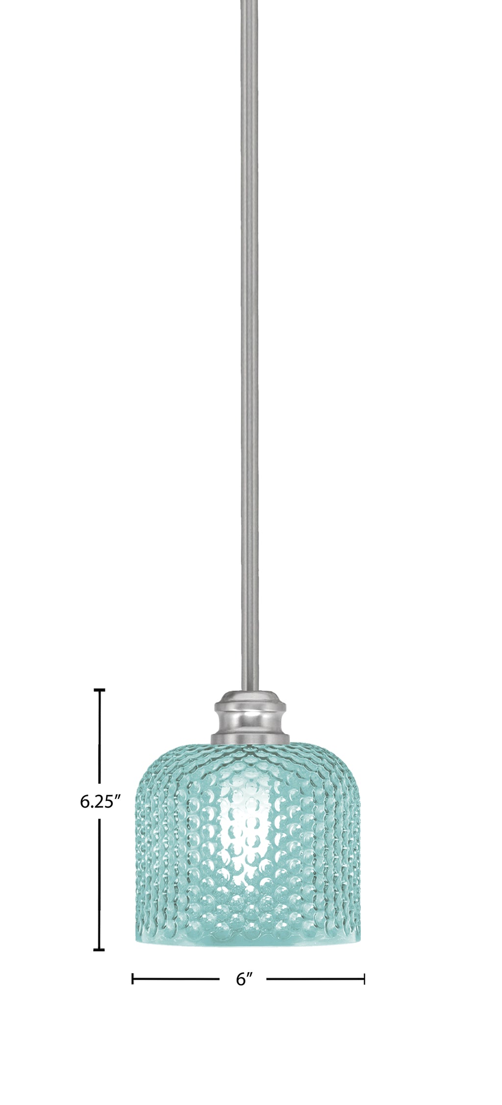 Edge One Light Mini Pendant in Brushed Nickel with 6" Turquoise Textured Shade