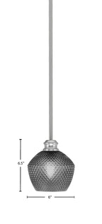 Edge One Light Mini Pendant in Brushed Nickel with 6" Smoke Textured Shade