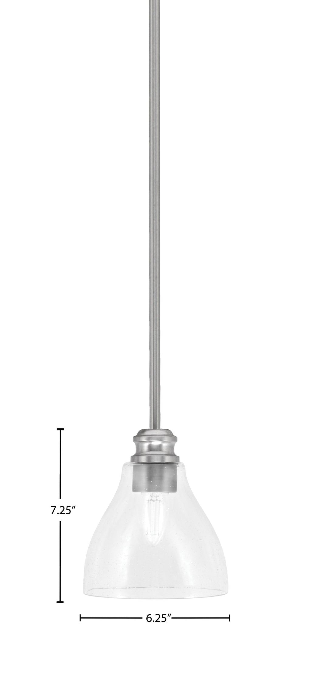Edge One Light Mini Pendant in Brushed Nickel with 6.25" Clear Bubble Shade
