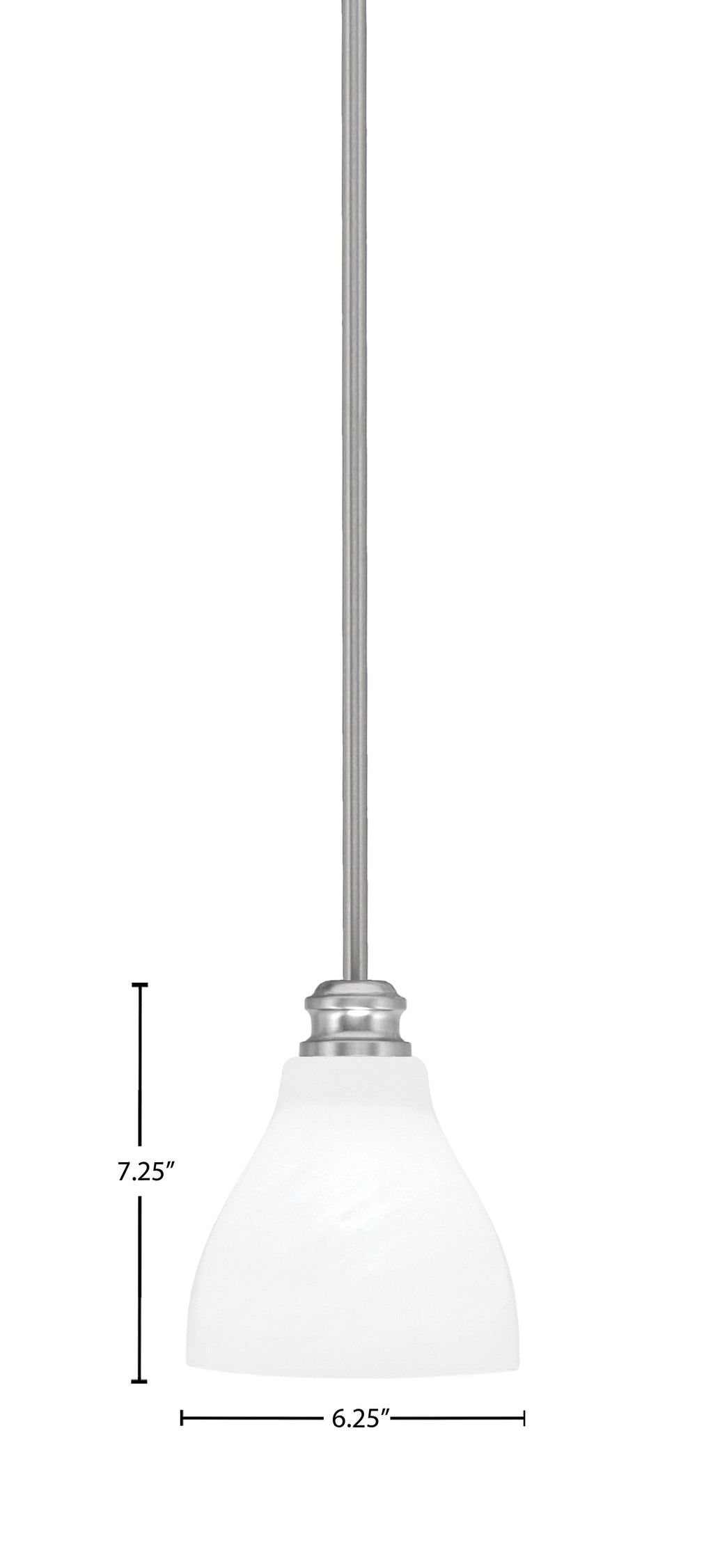 Edge One Light Mini Pendant in Brushed Nickel with 6.25" White Marble Shade