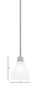 Edge One Light Mini Pendant in Brushed Nickel with 6.25" White Marble Shade