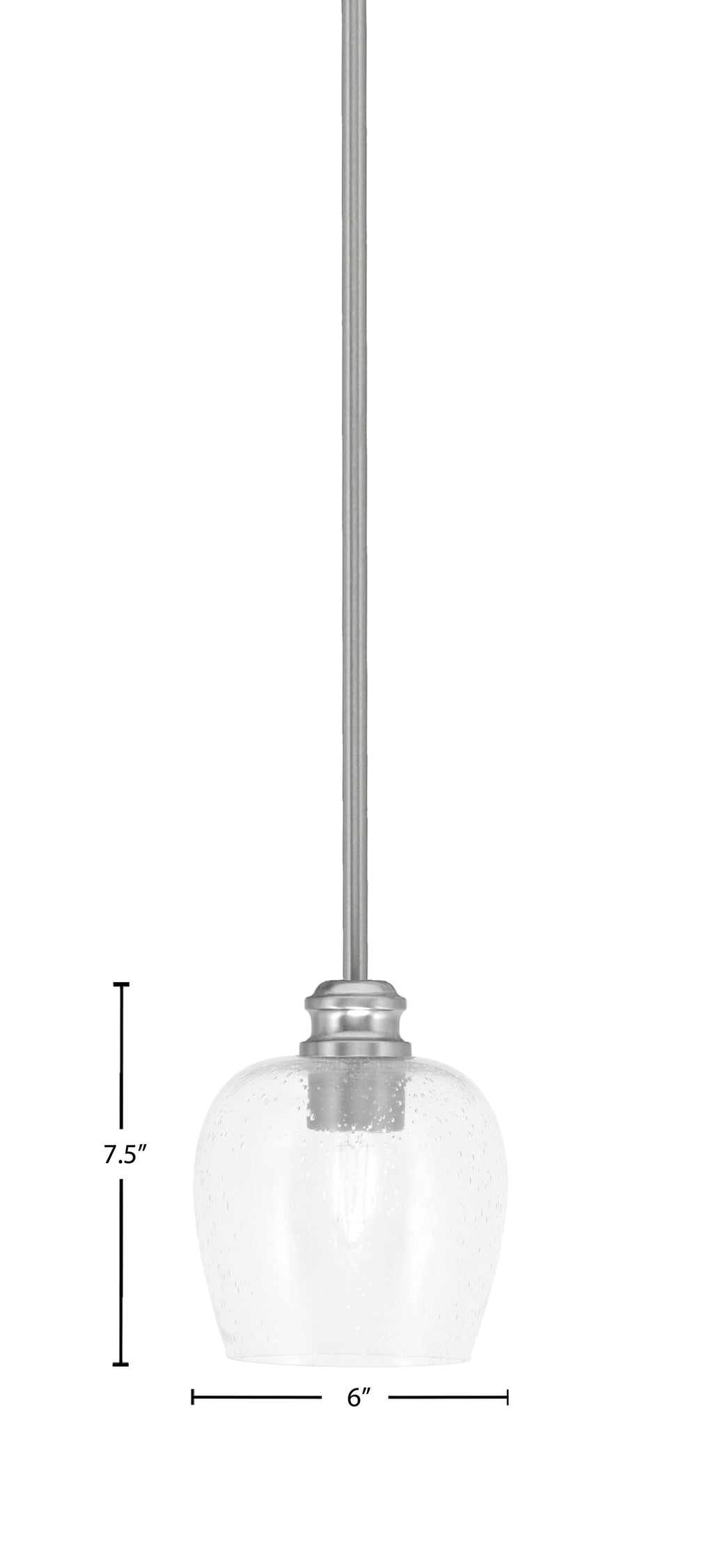 Edge One Light Mini Pendant in Brushed Nickel with 6" Clear Bubble Shade