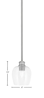 Edge One Light Mini Pendant in Brushed Nickel with 6" Clear Bubble Shade