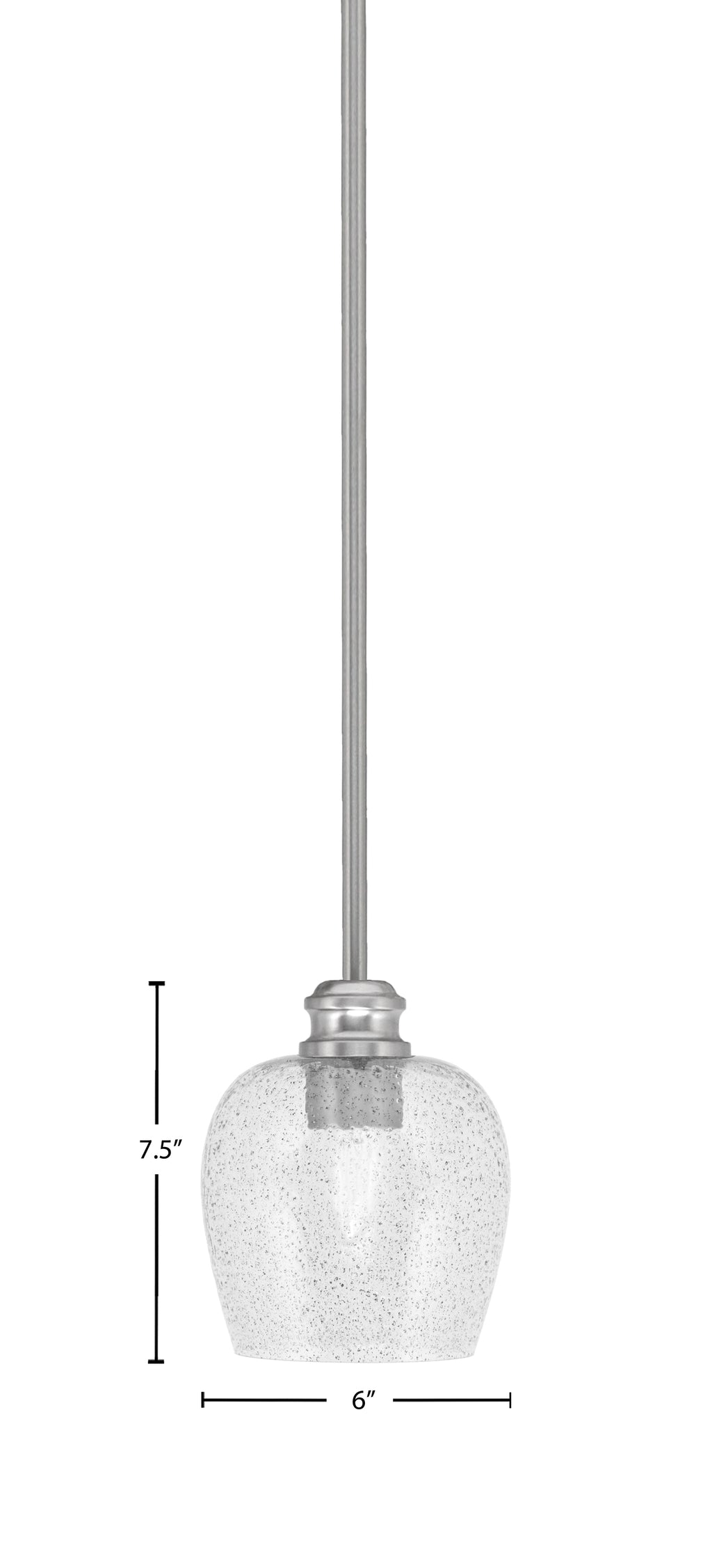Edge One Light Mini Pendant in Brushed Nickel with 6" Smoke Bubble Shade