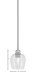 Edge One Light Mini Pendant in Brushed Nickel with 6" Smoke Bubble Shade