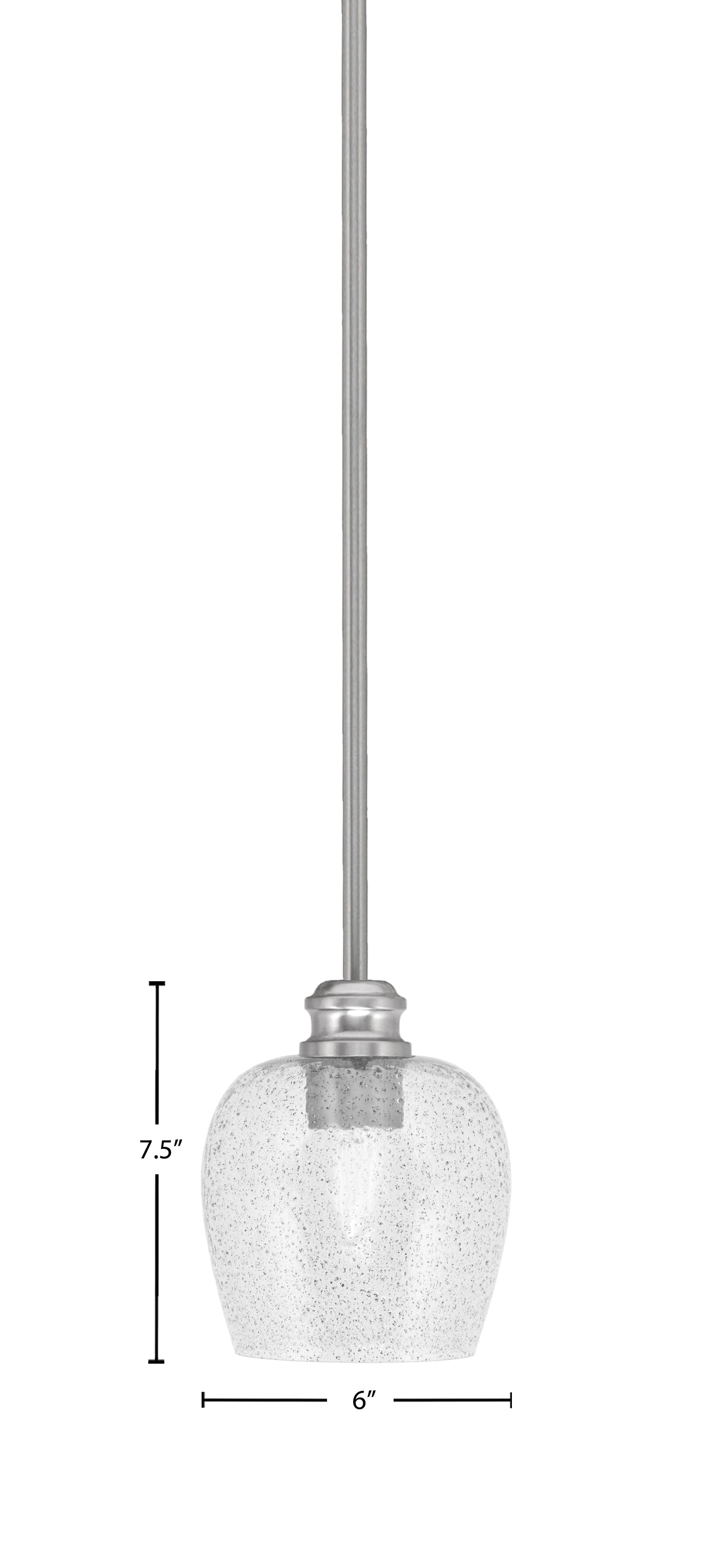 Edge One Light Mini Pendant in Brushed Nickel with 6" Smoke Bubble Shade