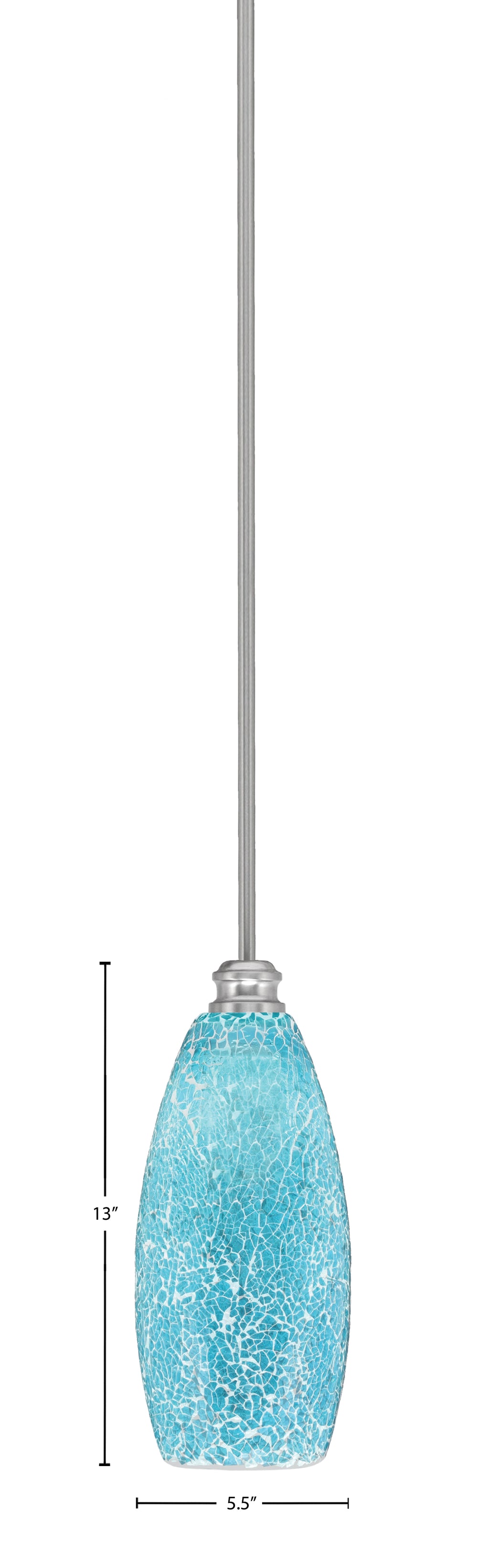 Edge One Light Mini Pendant in Brushed Nickel with 5.5" Turquoise Fusion Shade