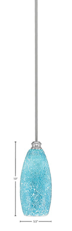 Edge One Light Mini Pendant in Brushed Nickel with 5.5" Turquoise Fusion Shade