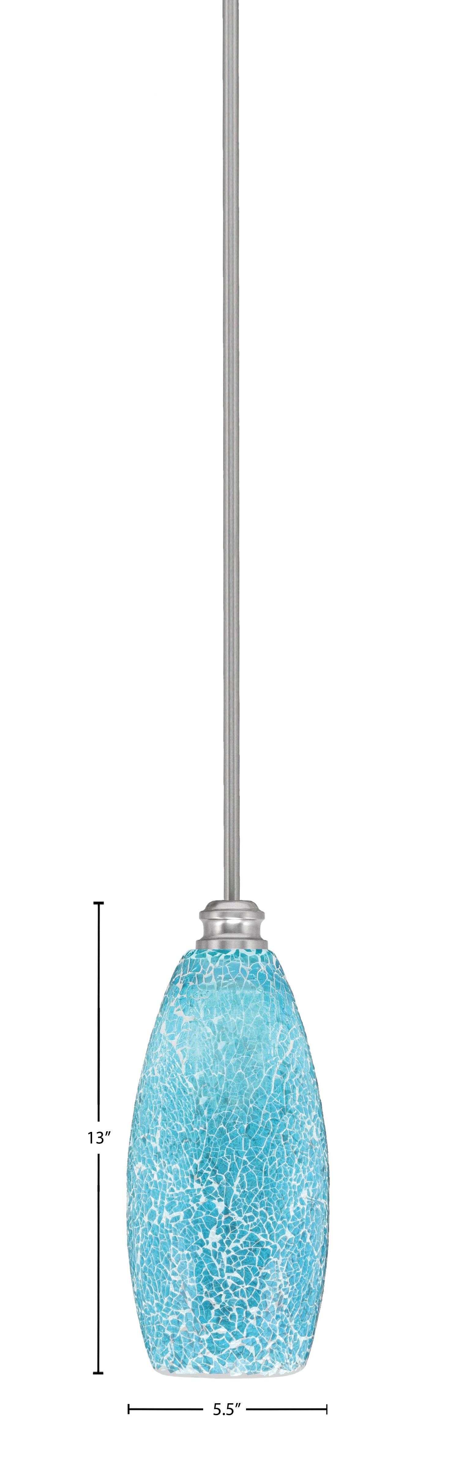 Edge One Light Mini Pendant in Brushed Nickel with 5.5" Turquoise Fusion Shade